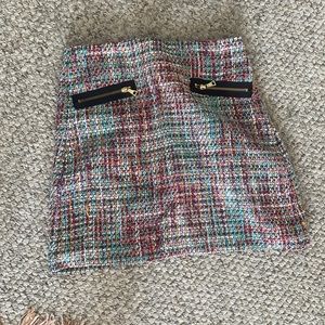 Multi colored tweed mini skirt